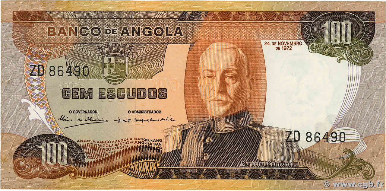 100 Escudos ANGOLA  1972 P.101 SPL+