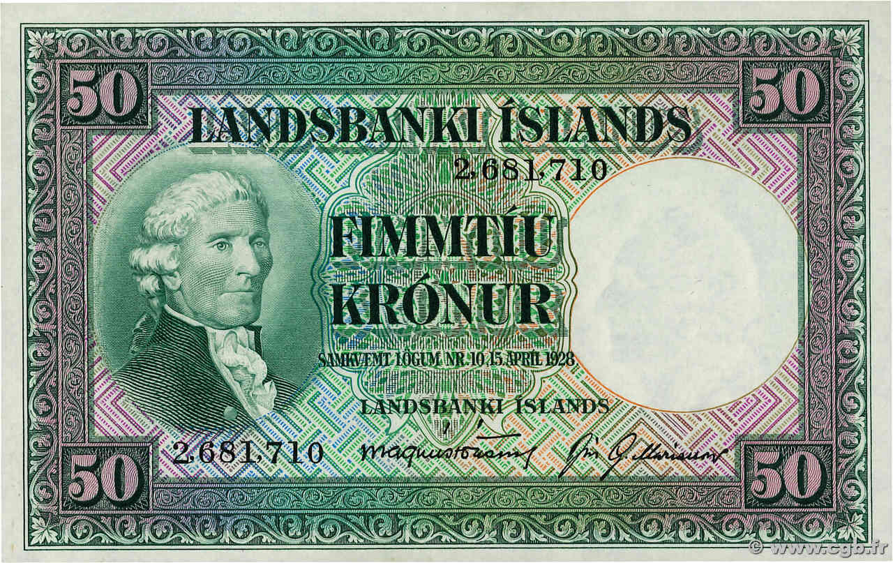 50 Kronur ISLANDIA  1928 P.34a SC
