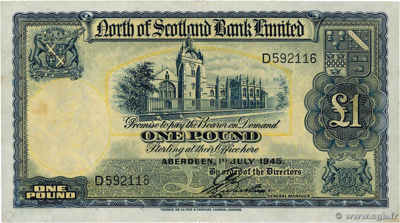 1 Pound SCOTLAND  1945 PS.644 SS