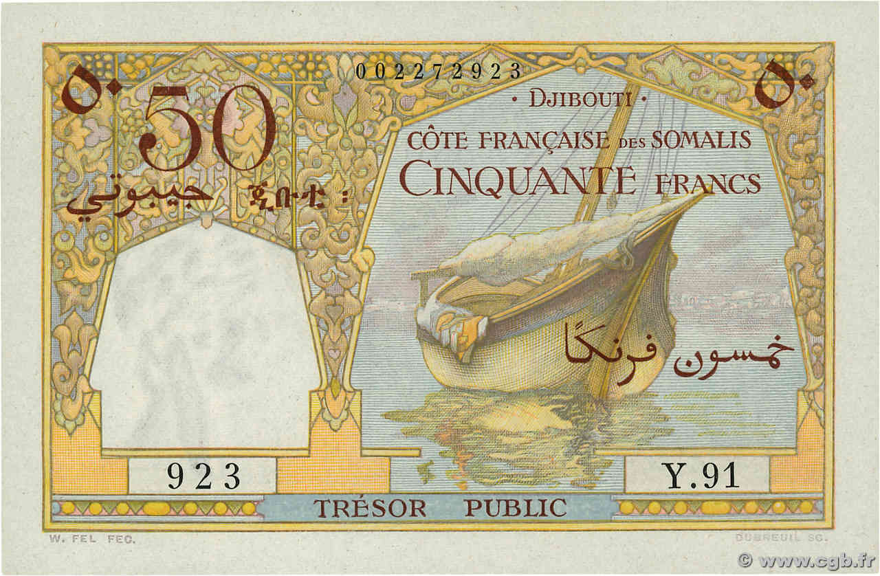 50 Francs DSCHIBUTI   1952 P.25 fST+