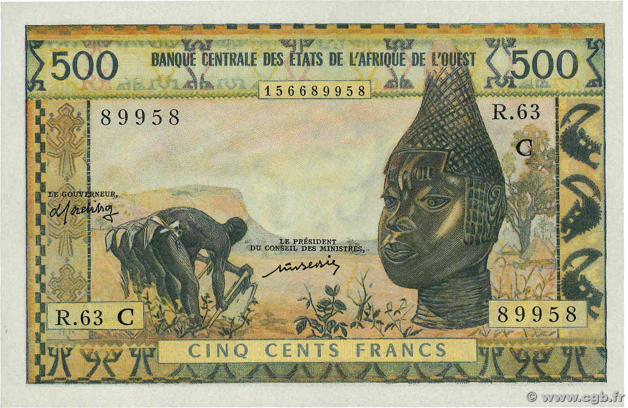 500 Francs WEST AFRIKANISCHE STAATEN  1977 P.302Cm fST+