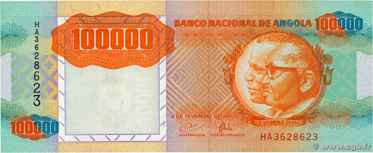 100000 Kwanzas ANGOLA  1991 P.133x q.SPL