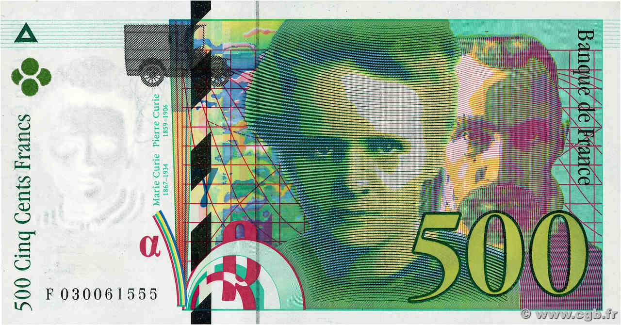 500 Francs PIERRE ET MARIE CURIE FRANCE  1994 F.76.01 pr.NEUF