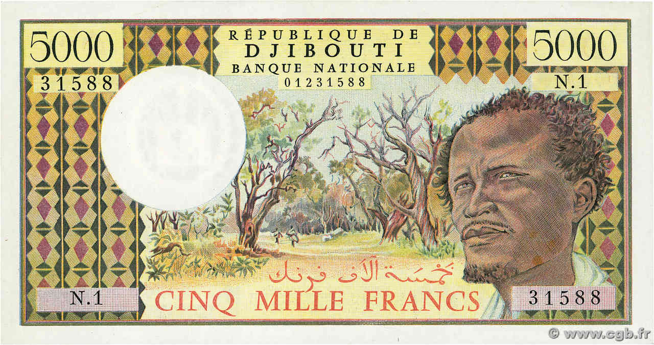 5000 Francs DJIBOUTI  1979 P.38a UNC-