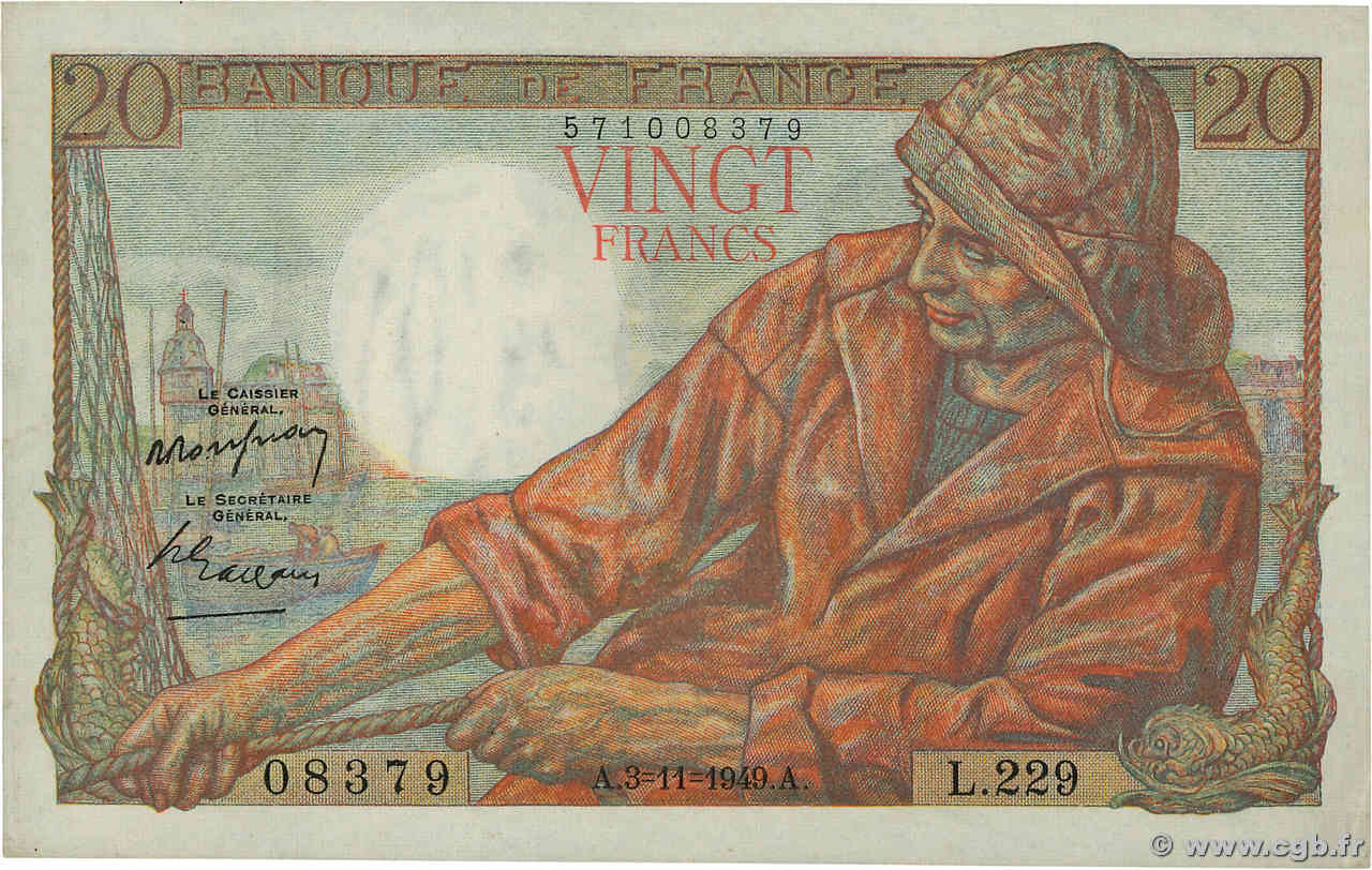 20 Francs PÊCHEUR FRANCIA  1949 F.13.16 SC