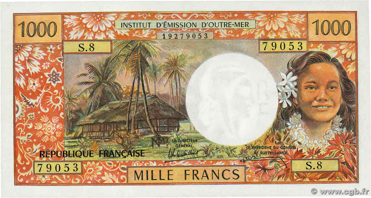 1000 Francs TAHITI  1985 P.27d SC+