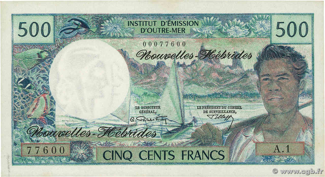 500 Francs NUEVAS HÉBRIDAS  1970 P.19a SC+