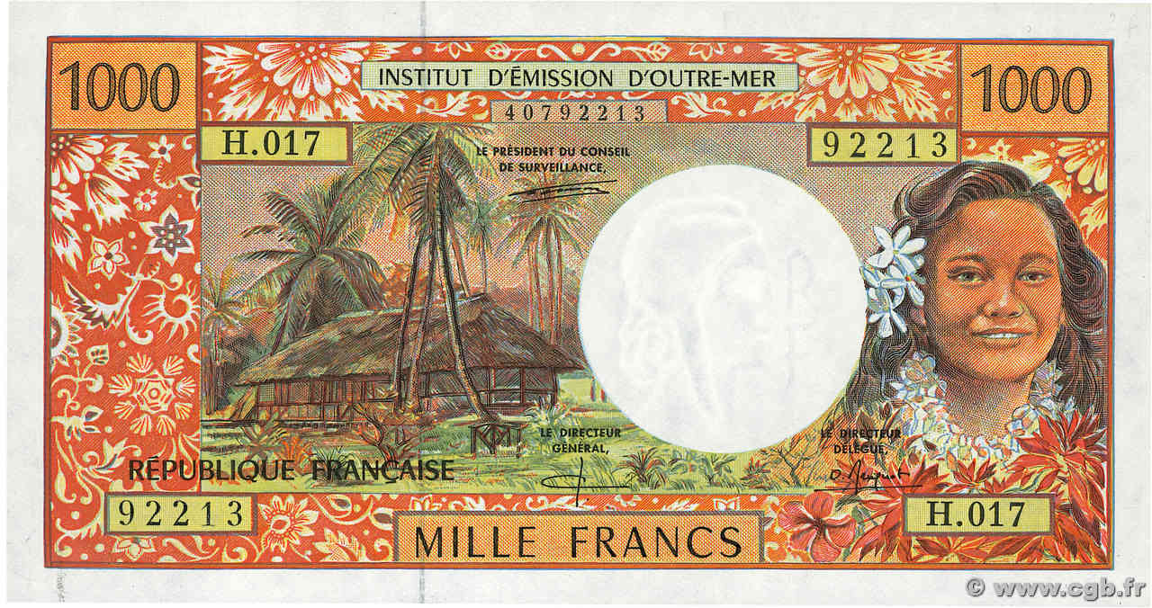 1000 Francs FRENCH PACIFIC TERRITORIES  1966 P.02b fST+