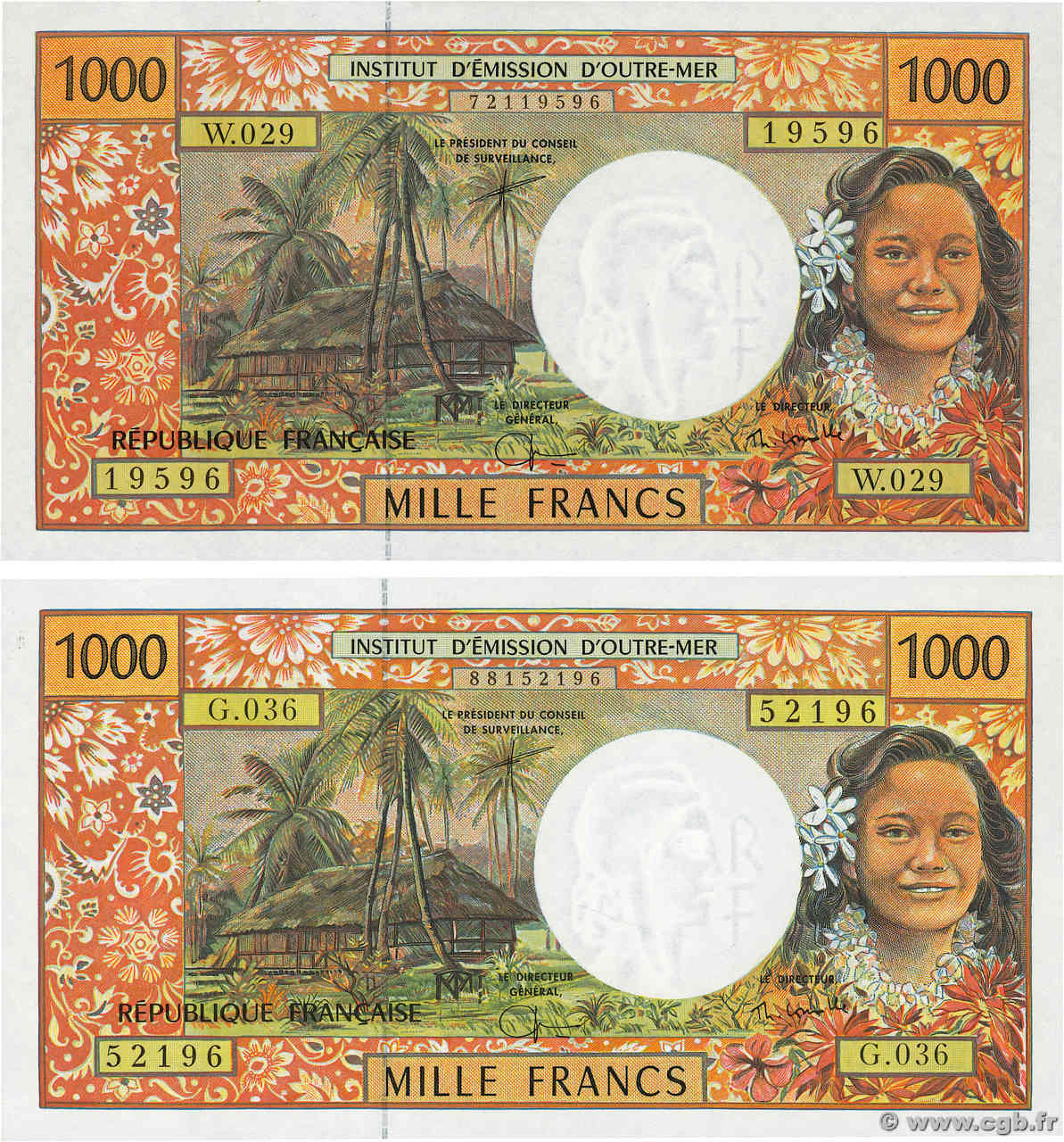 1000 Francs Lot POLYNESIA, FRENCH OVERSEAS TERRITORIES  2002 P.02h UNC-