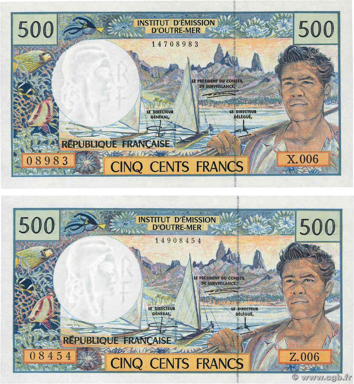 500 Francs Lot POLYNÉSIE, TERRITOIRES D OUTRE MER  1992 P.01c pr.NEUF