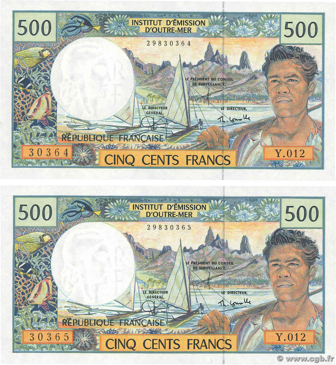 500 Francs Consécutifs POLYNESIA, FRENCH OVERSEAS TERRITORIES  2000 P.01e UNC