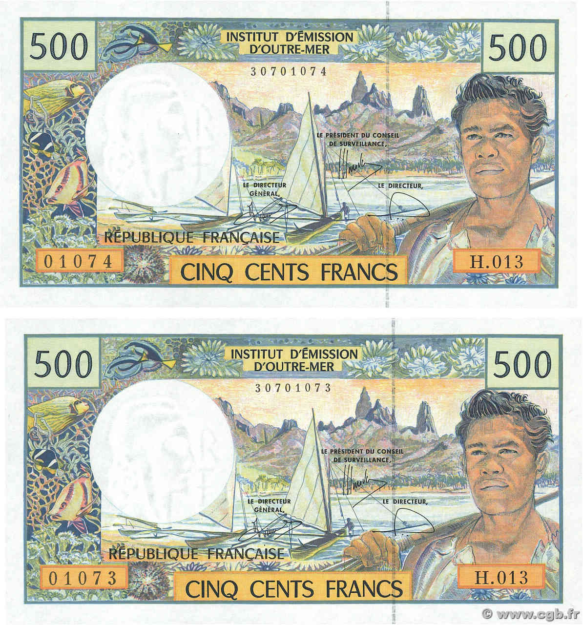 500 Francs Consécutifs POLYNESIA, FRENCH OVERSEAS TERRITORIES  2000 P.01f UNC
