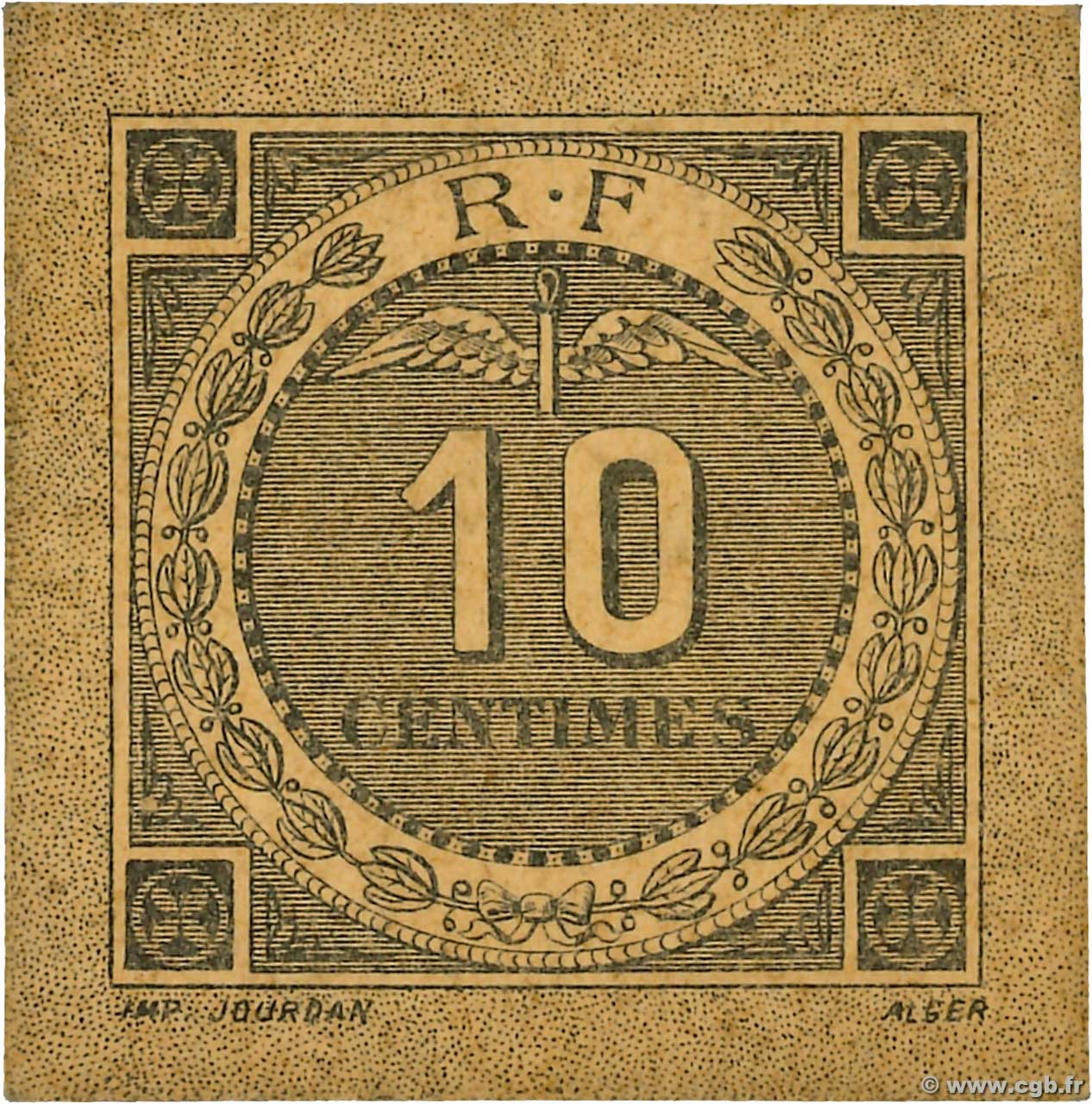 10 Centimes ARGELIA Bougie, Setif 1916 JP.139.10 SC+