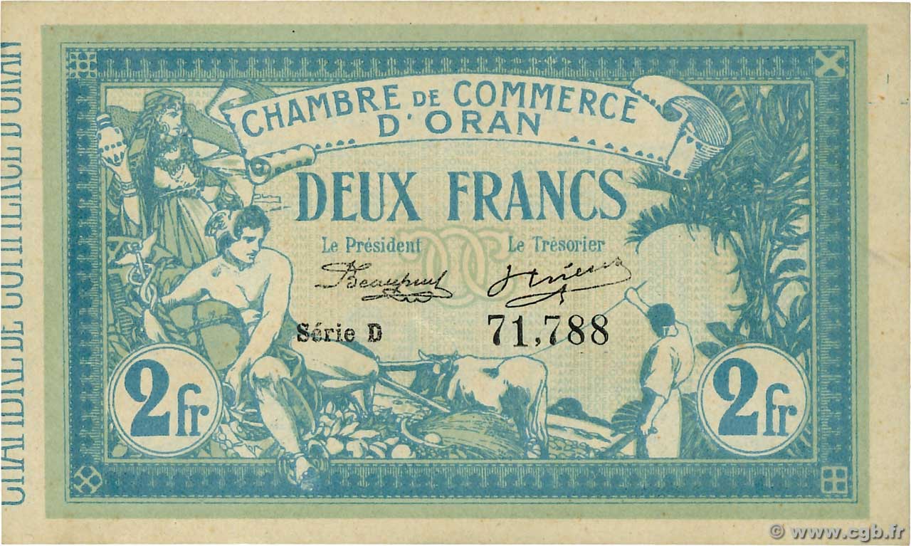 2 Francs ALGERIEN Oran 1915 JP.141.03 fST