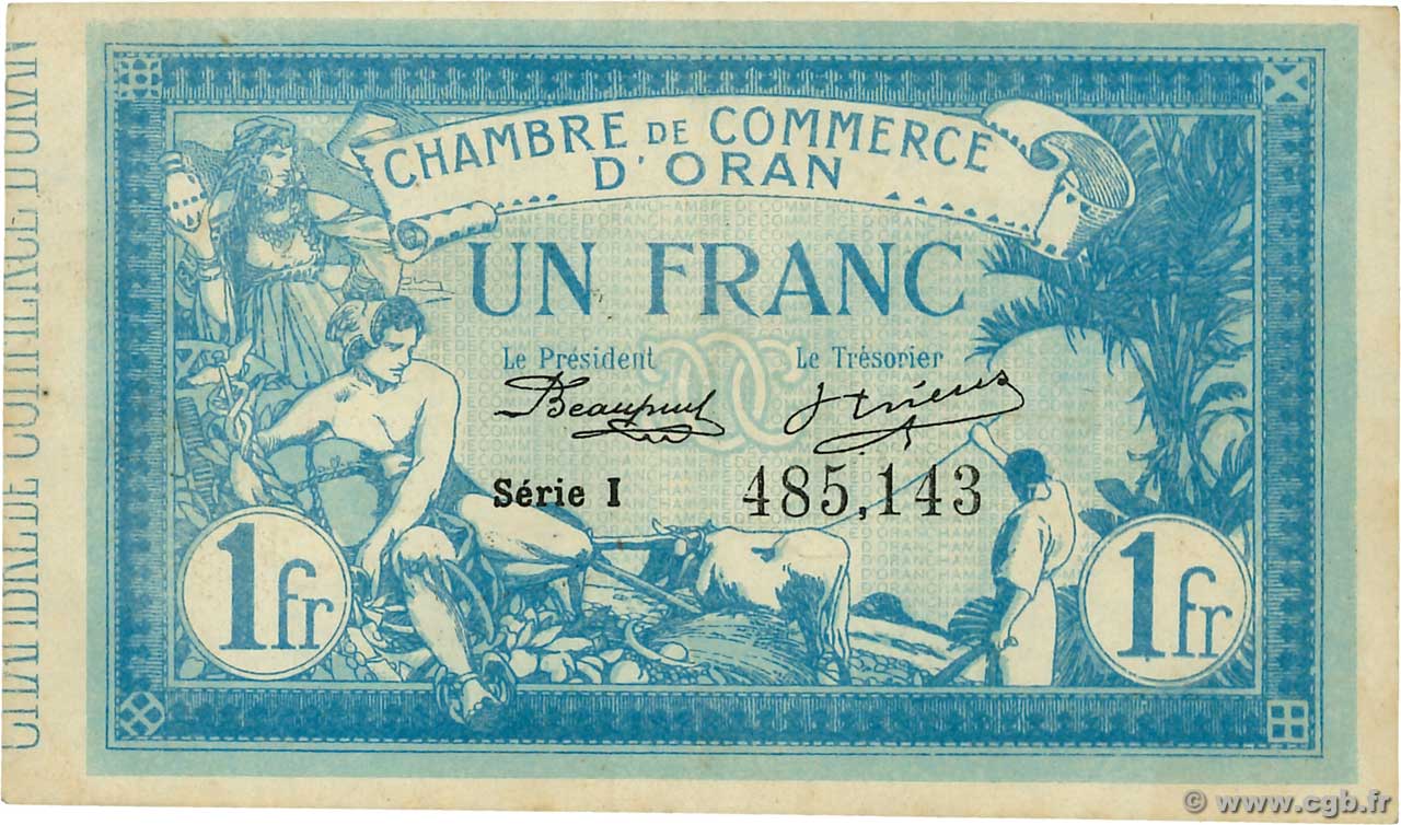 1 Franc ALGÉRIE Oran 1915 JP.141.08 SPL