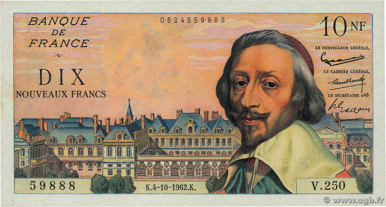 10 Nouveaux Francs RICHELIEU FRANKREICH  1962 F.57.21 fST