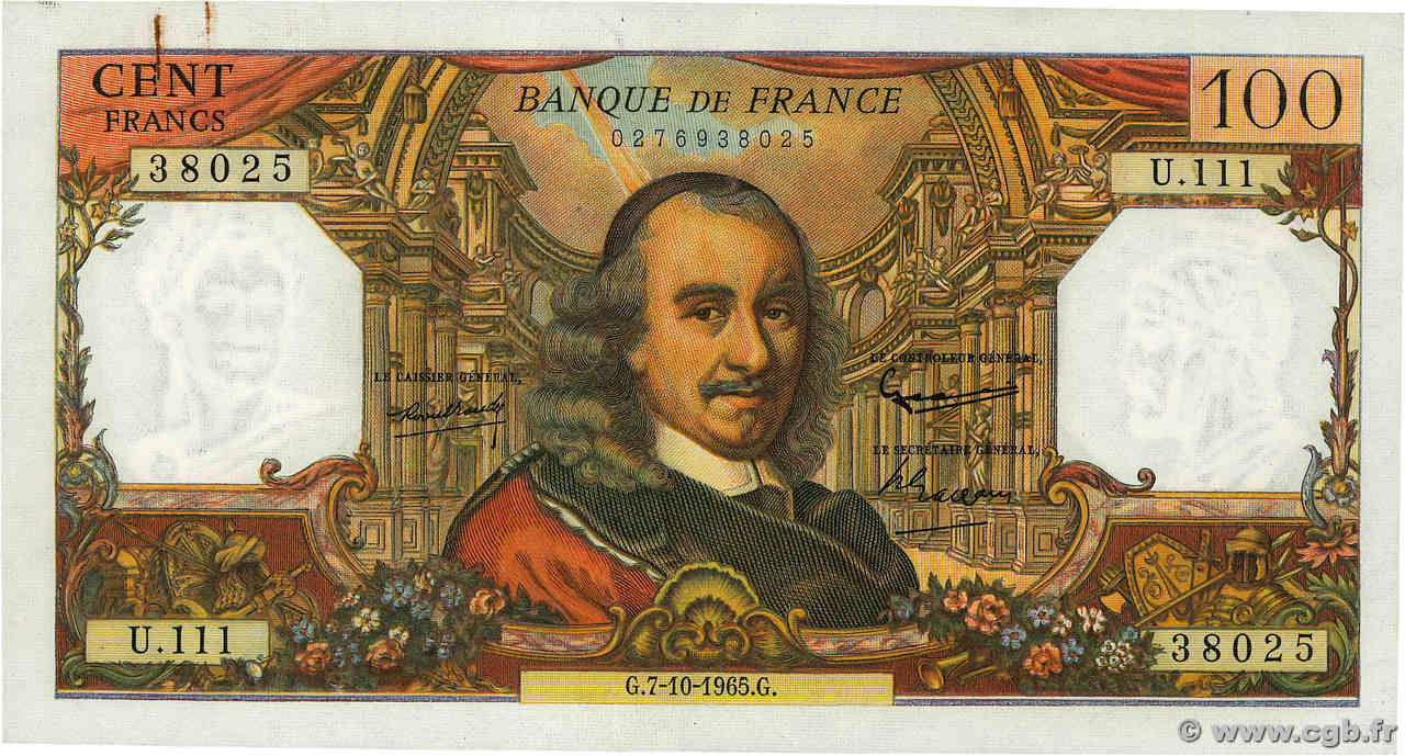 100 Francs CORNEILLE FRANCE  1965 F.65.09 SUP