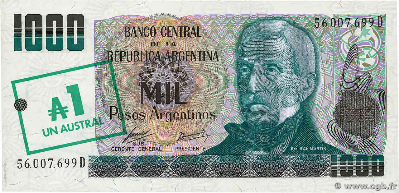 1 Austral ARGENTINE  1985 P.320 NEUF