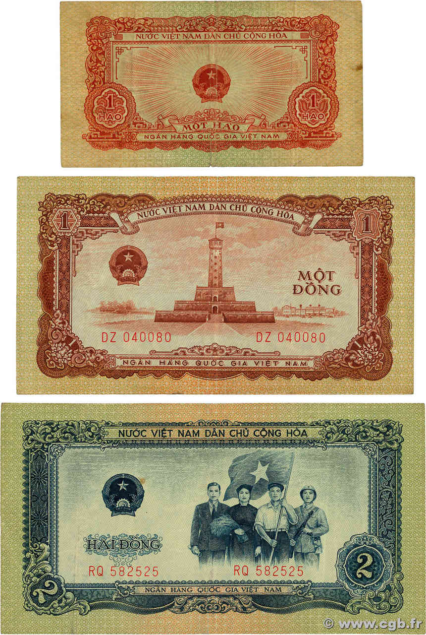1 Hao, 1 et 2 Dong Lot VIET NAM   1958 P.068a, 071a et P.072a TB à TTB