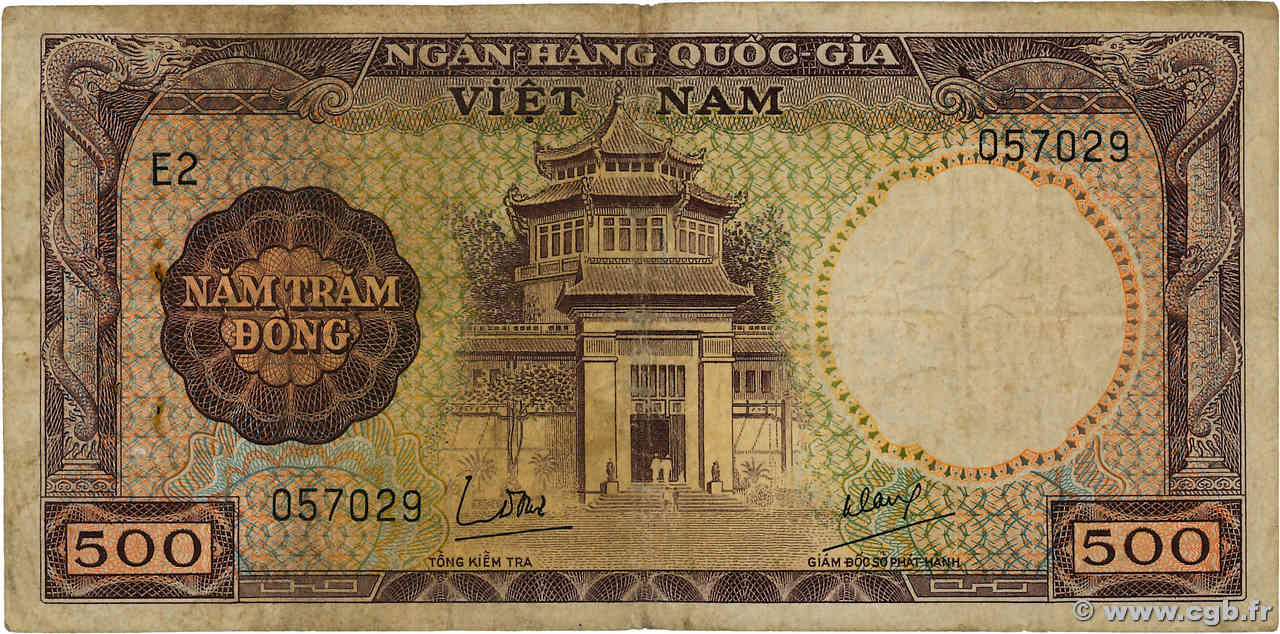 500 Dong VIET NAM SUD  1964 P.22a B+