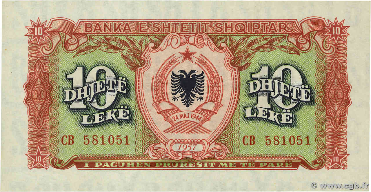 10 Lekë ALBANIE  1957 P.28a pr.NEUF