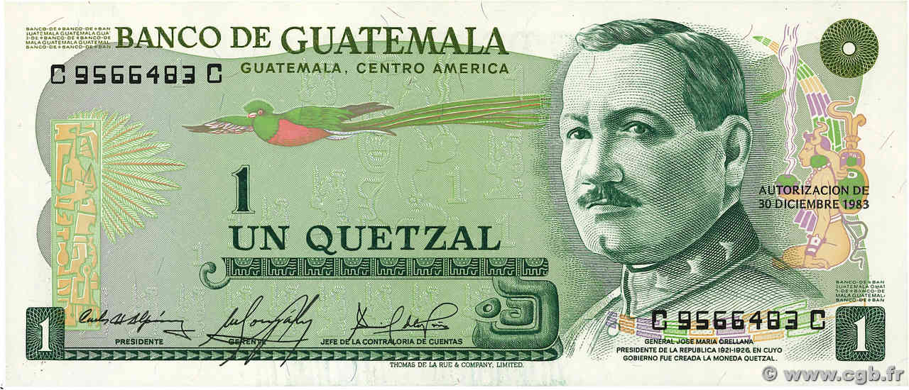 1 Quetzal GUATEMALA  1983 P.059c SPL