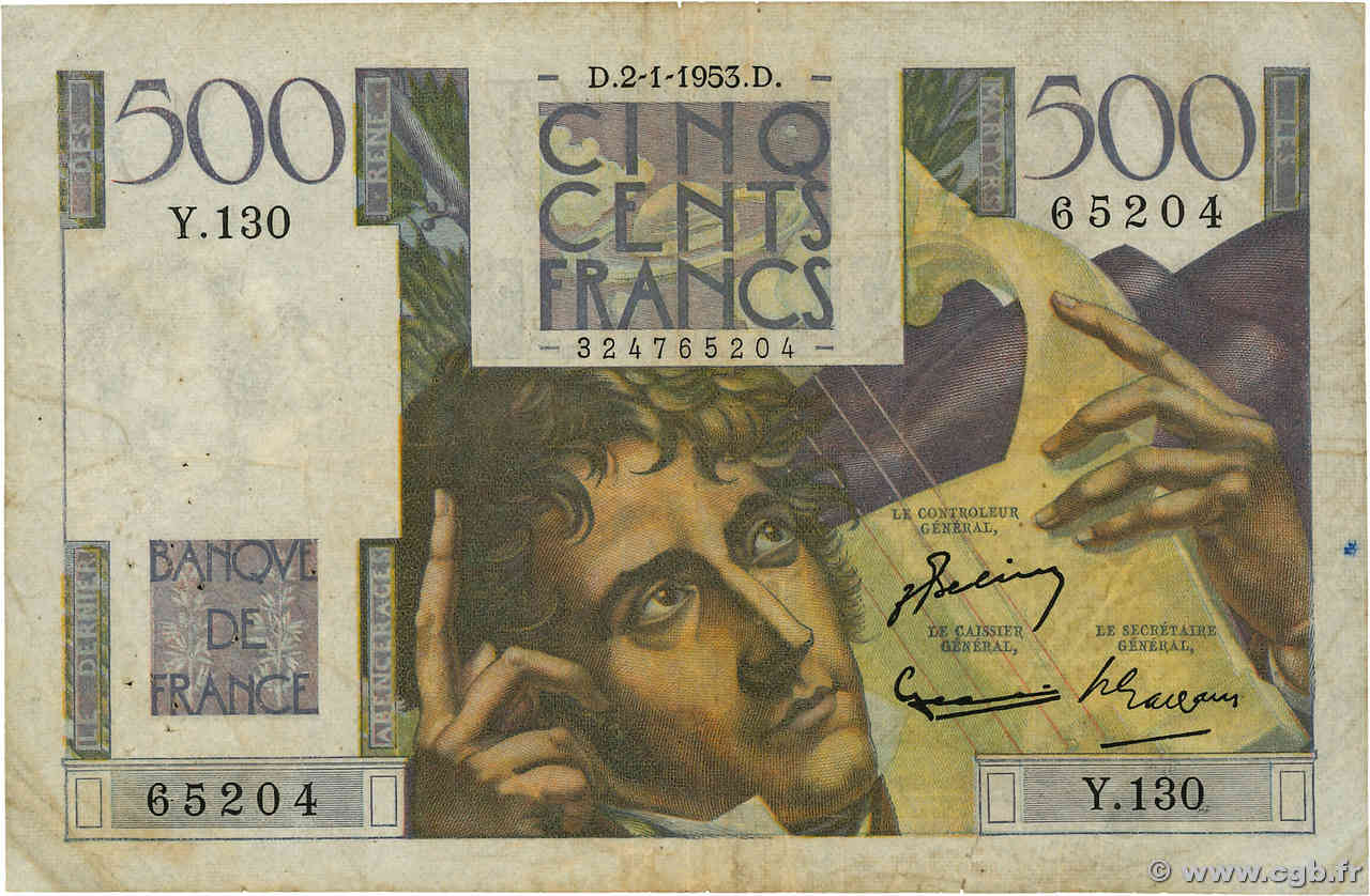 500 Francs CHATEAUBRIAND FRANCE  1953 F.34.11 TB