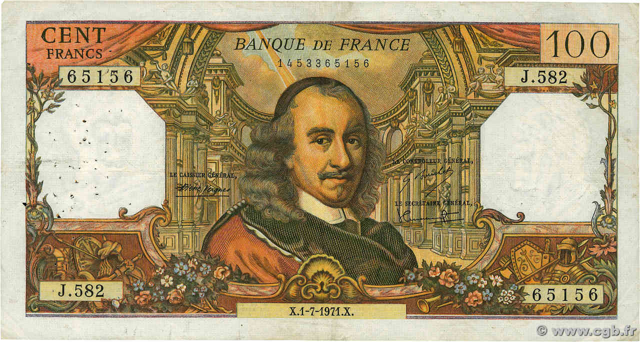 100 Francs CORNEILLE FRANCE  1971 F.65.36 TB