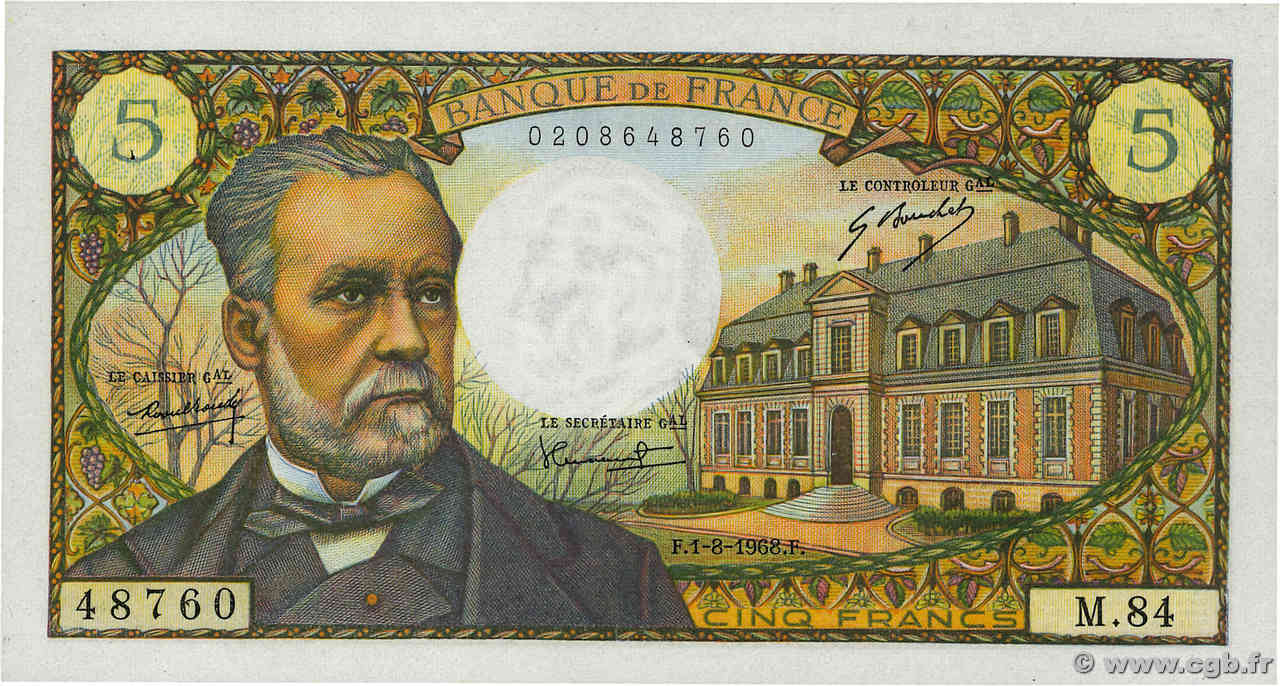 5 Francs PASTEUR FRANCE  1968 F.61.08 SPL