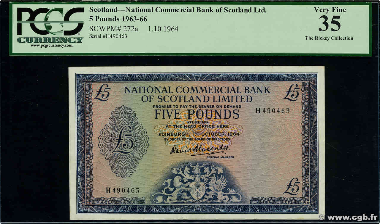 5 Pounds SCOTLAND  1964 P.272a VF+