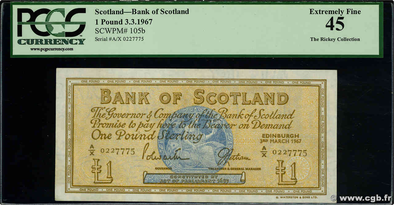 1 Pound SCOTLAND  1967 P.105b XF