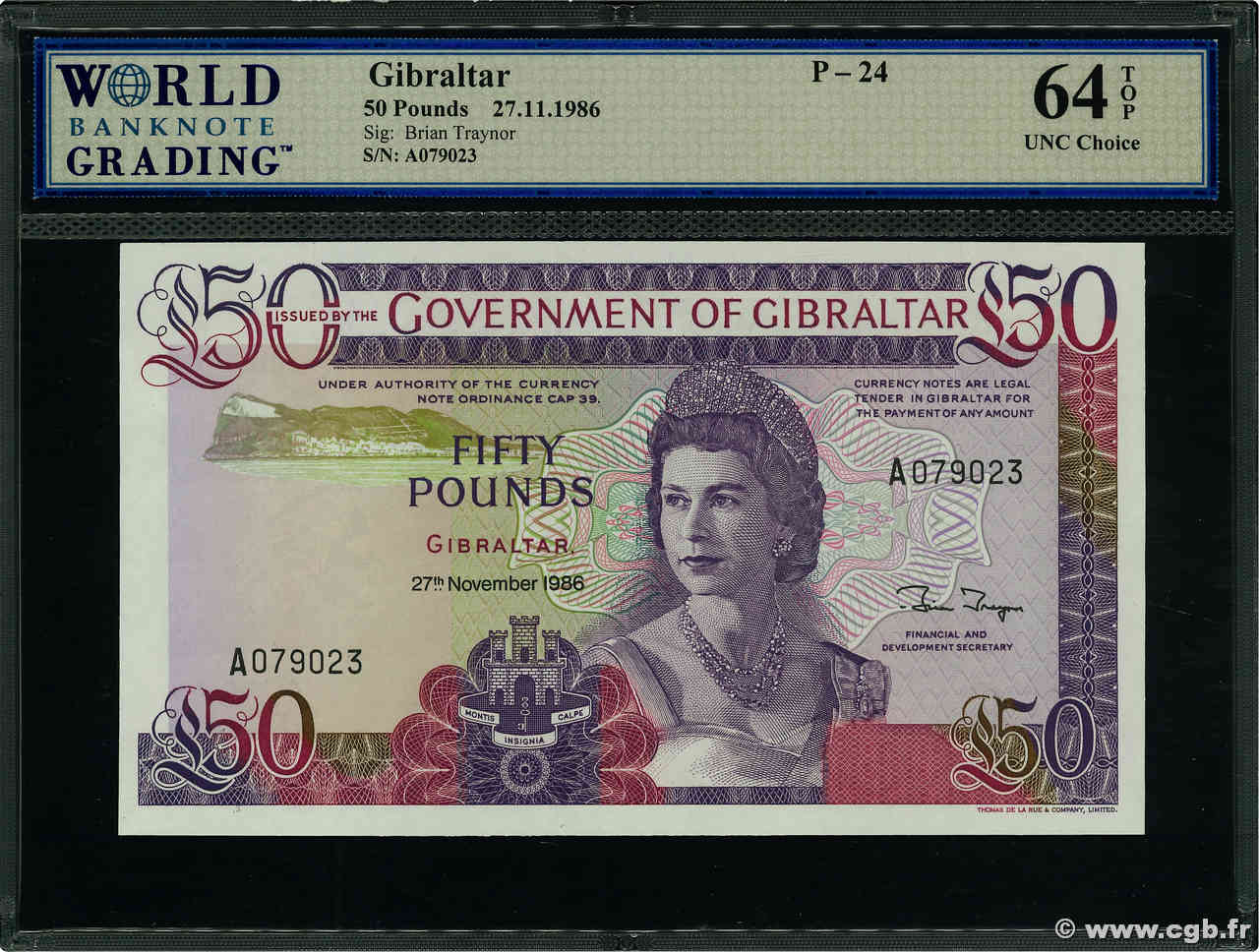 50 Pounds GIBILTERRA  1986 P.24 q.FDC