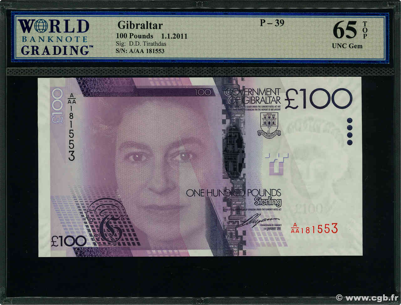 100 Pounds Sterling GIBILTERRA  2011 P.39 FDC