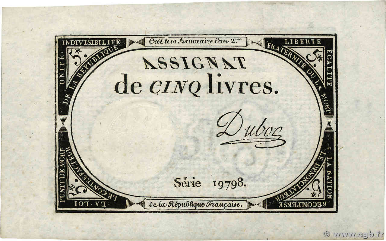 5 Livres FRANKREICH  1793 Ass.46a fST+