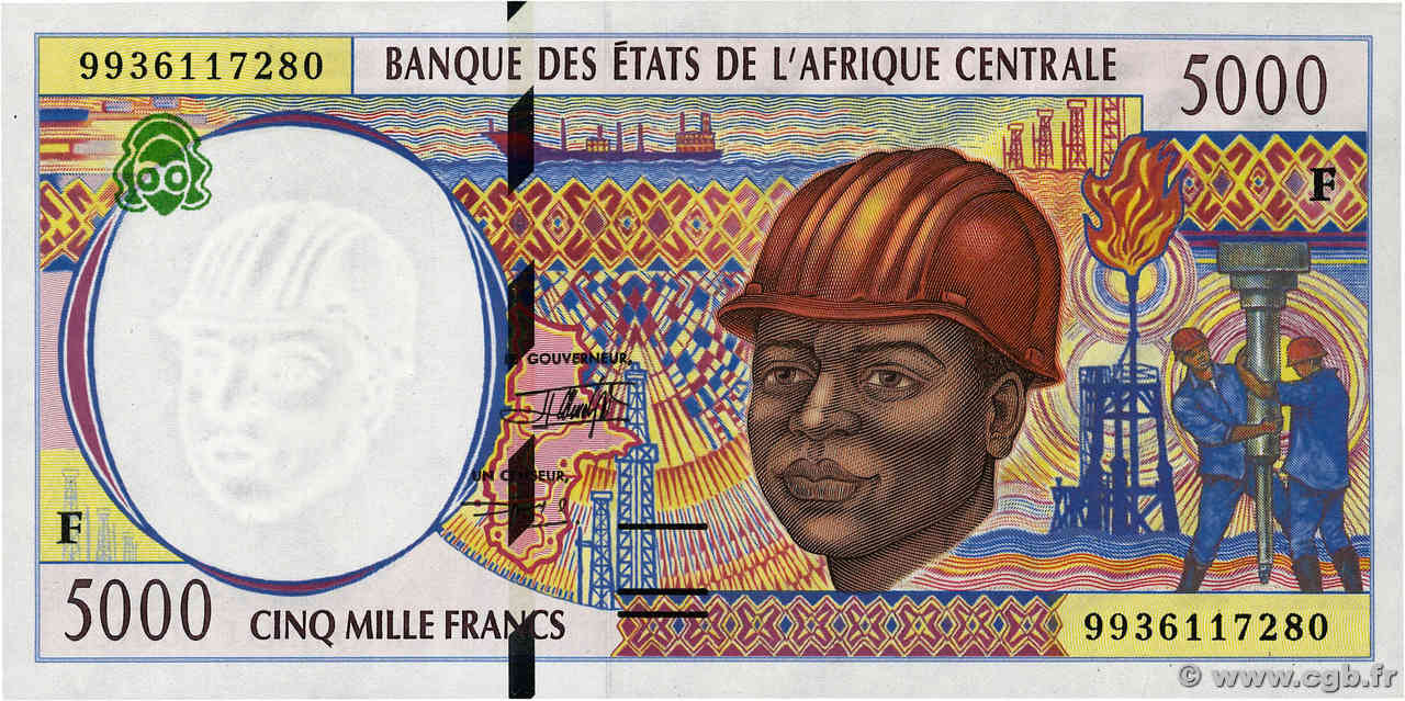 5000 Francs STATI DI L  AFRICA CENTRALE  1999 P.304Fe q.FDC