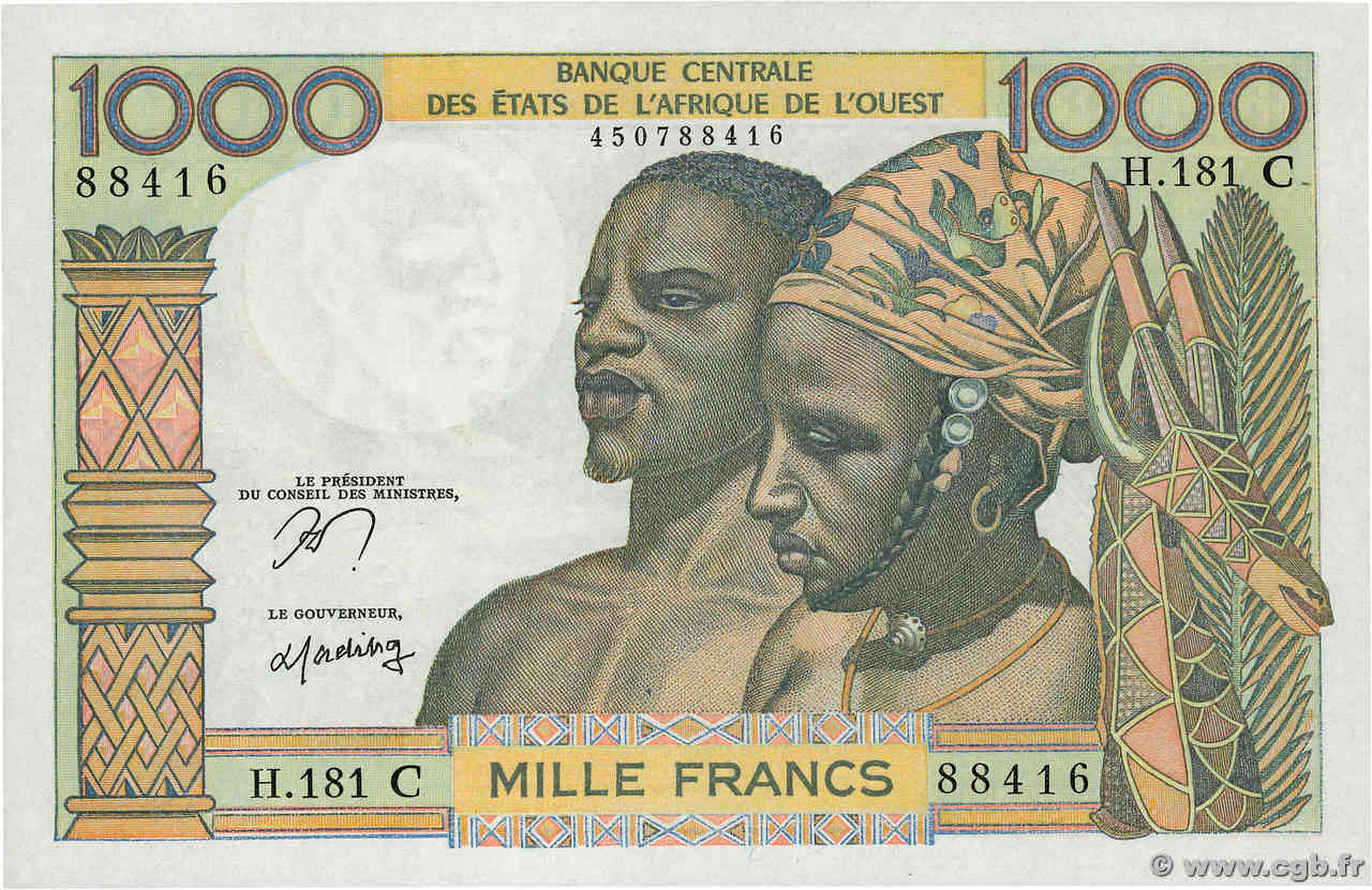 1000 Francs ÉTATS DE L AFRIQUE DE L OUEST  1978 P.303Cn pr.NEUF