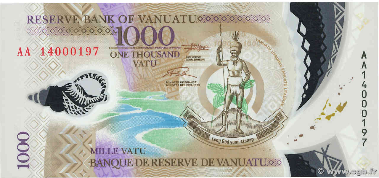 1000 Vatu Petit numéro VANUATU  2014 P.13 UNC