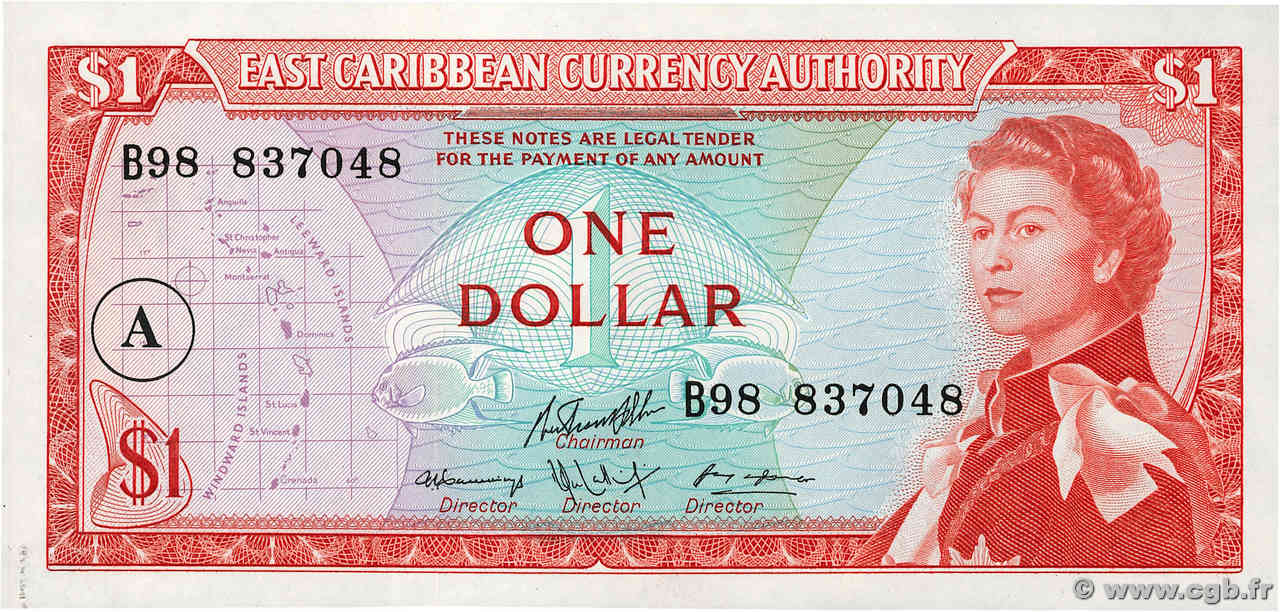 1 Dollar EAST CARIBBEAN STATES  1965 P.13h ST