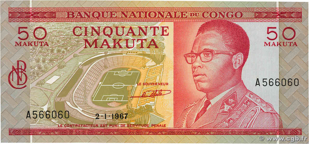 50 Makuta RÉPUBLIQUE DÉMOCRATIQUE DU CONGO  1967 P.011a pr.NEUF