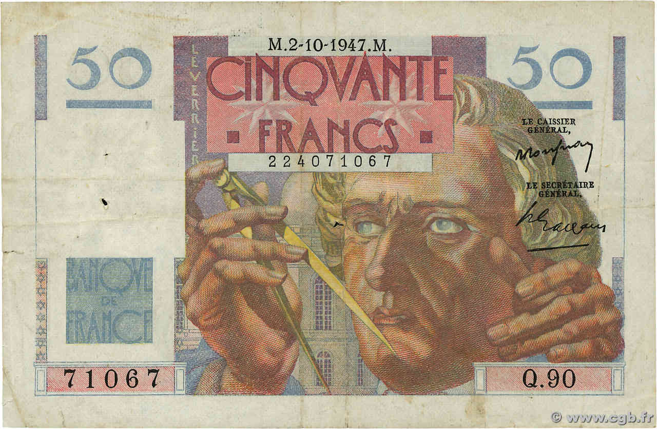 50 Francs LE VERRIER FRANKREICH  1947 F.20.09 S