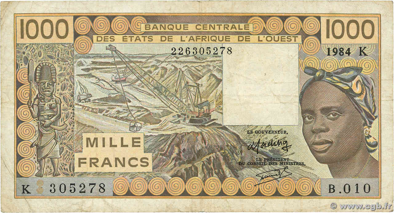 1000 Francs ÉTATS DE L AFRIQUE DE L OUEST  1984 P.707Ke TB