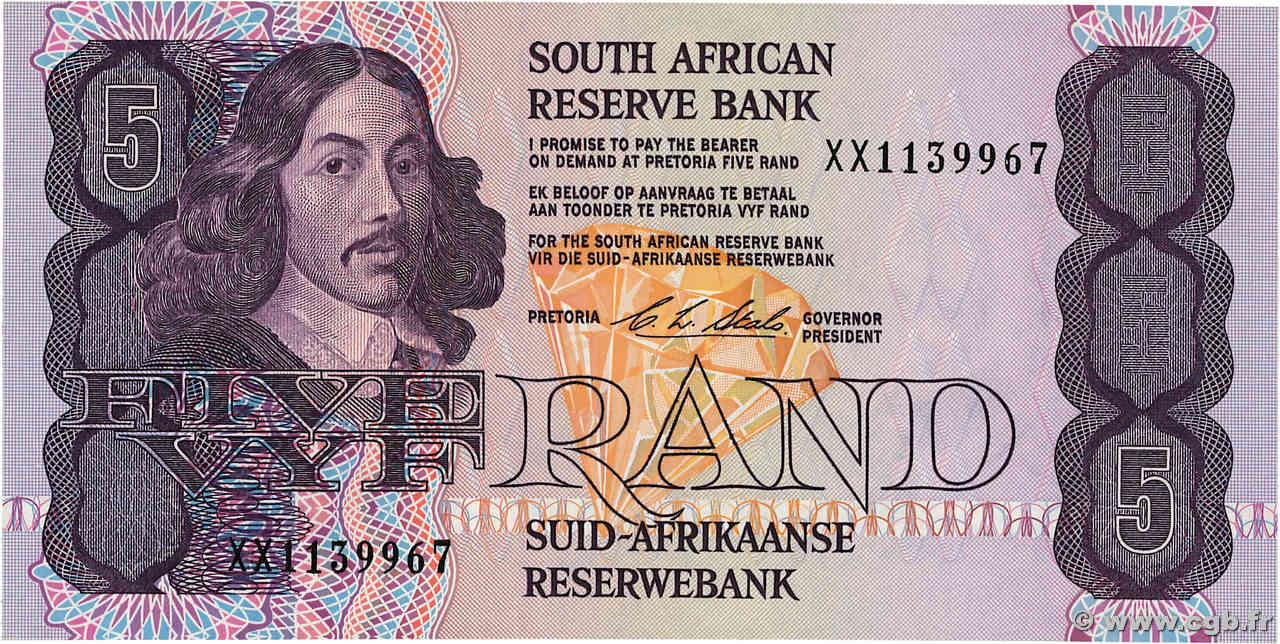 5 Rand Remplacement SUDÁFRICA  1990 P.119e FDC