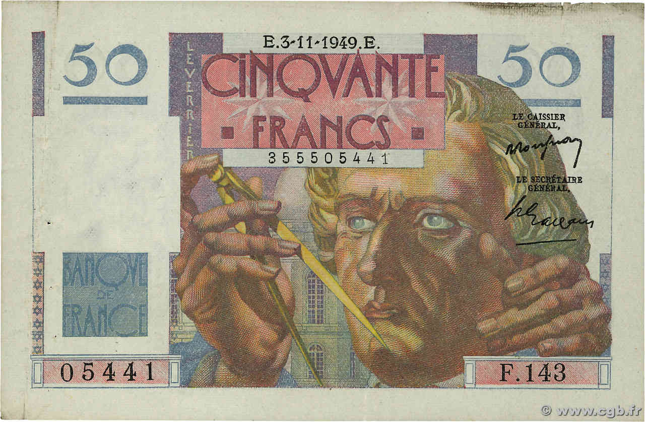 50 Francs LE VERRIER FRANKREICH  1949 F.20.13 SS