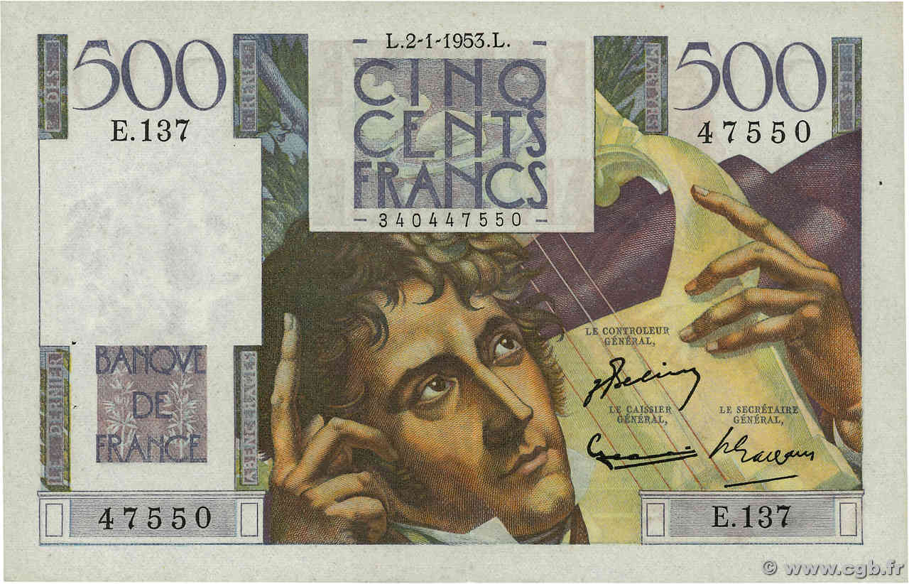 500 Francs CHATEAUBRIAND FRANCE  1953 F.34.11 SUP
