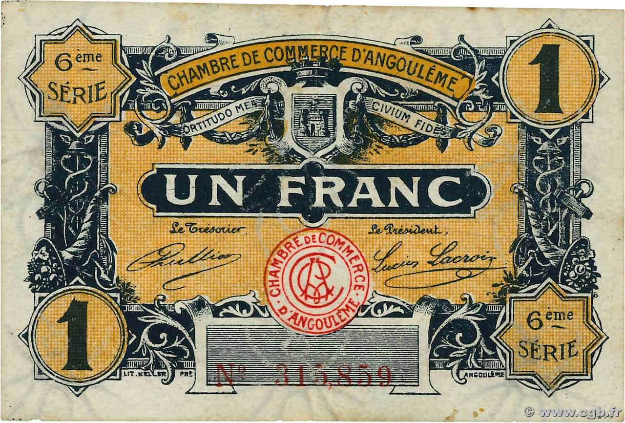 1 Franc FRANCE régionalisme et divers Angoulême 1920 JP.009.47 TTB