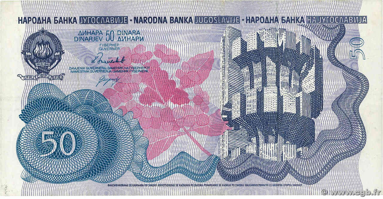 50 Dinara YOUGOSLAVIE  1990 P.101a pr.TTB