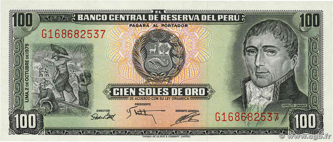 100 Soles de Oro PERU  1975 P.108 ST
