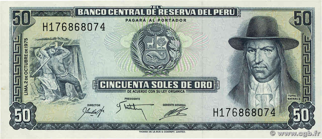 50 Soles de Oro PERU  1975 P.107 UNC-