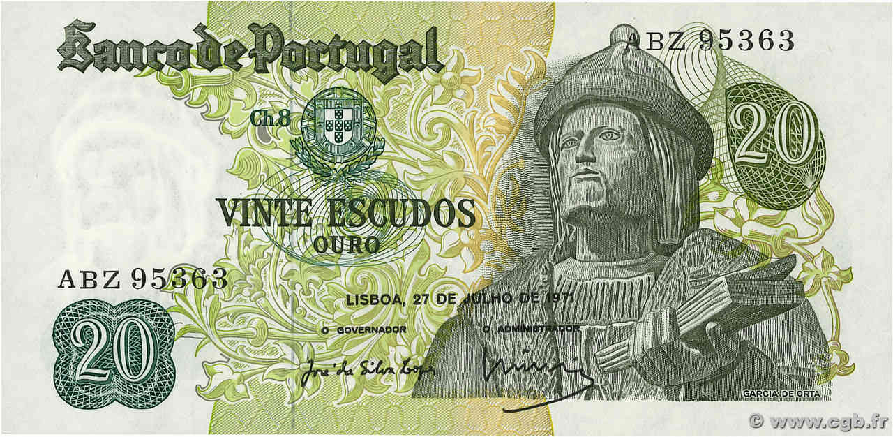 20 Escudos PORTUGAL  1971 P.173 NEUF