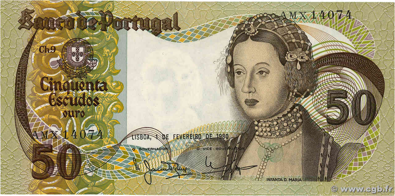 50 Escudos PORTUGAL  1980 P.174b SUP
